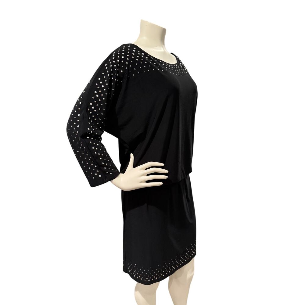 WHITE House BLACK Market Classic Black Beaded Knee Length Dress Size Small
